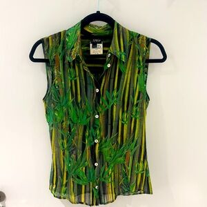 D&G Green Bamboo Print Button Down Shirt